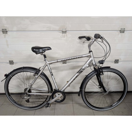 Germatec naudotas vyriskas hibridinis dviratis pilkas aliuminio remas