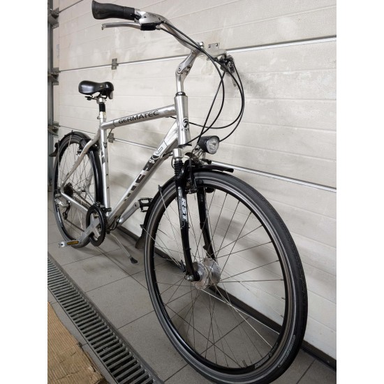 Germatec naudotas vyriskas hibridinis dviratis pilkas aliuminio remas