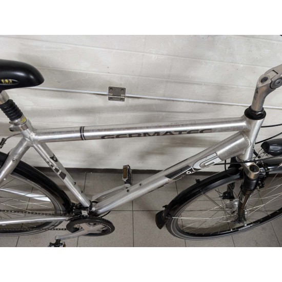 Germatec naudotas vyriskas hibridinis dviratis pilkas aliuminio remas
