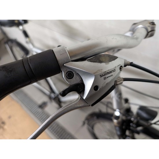 Germatec naudotas vyriskas hibridinis dviratis pilkas aliuminio remas